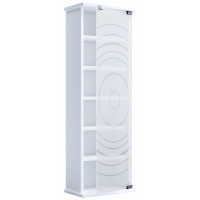 VCM NORDIC Tilano M-hylla för CD- och DVD-skivor, m. 1 glasdörr och 5 hyllor - vitt trä