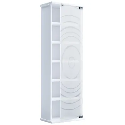 VCM NORDIC Tilano M-hylla för CD- och DVD-skivor, m. 1 glasdörr och 5 hyllor - vitt trä