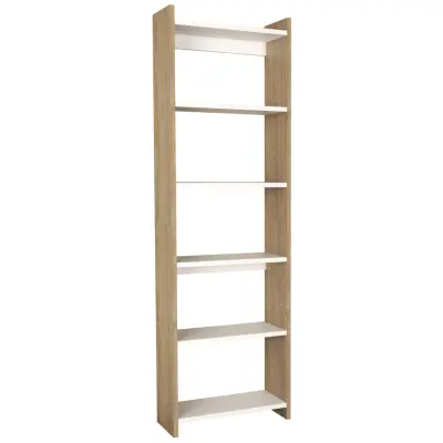 VCM NORDIC Tilus XL bokhylla, w. 4 hyllor - vitt och naturligt trä