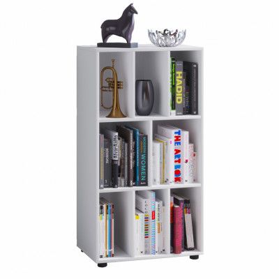 VCM NORDIC Wotino bokhylla, med 8 fack - vitt trä