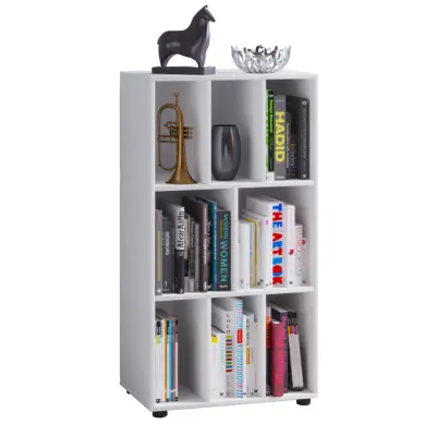 VCM NORDIC Wotino bokhylla, med 8 fack - vitt trä