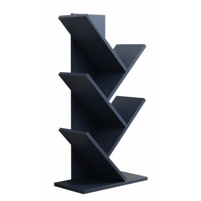 VCM-Nulis L bokhylla, m. 6öppna rum - antracitgrått trä