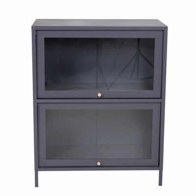 VENTURE DESIGN Bakal Low skåp, med 2 luckor och 1 hylla - ljusgrått stål