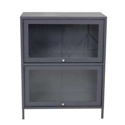 VENTURE DESIGN Bakal Low skåp, med 2 luckor och 1 hylla - ljusgrått stål