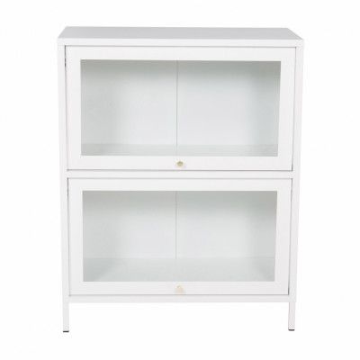 VENTURE DESIGN Bakal Low skåp, med 2 luckor och 1 hylla - vit stål