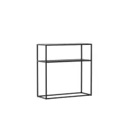 VENTURE DESIGN Bogota sidobord, w. 1 hylla - glas och svart stål (80x30)