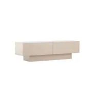 VENTURE DESIGN Cuenca TV-bänk, m. 2 dörrar och hylla - svart glas och beige melamin (160x47)