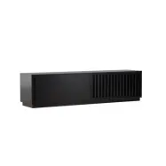 VENTURE DESIGN Lugo TV-bänk, m. 2 skjutdörrar och hylla - svart melamin (180x40)