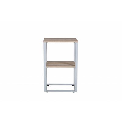 VENTURE DESIGN Rise sidobord, m. 1 hylla - naturlig askpapperslaminat och grått stål (45x30)