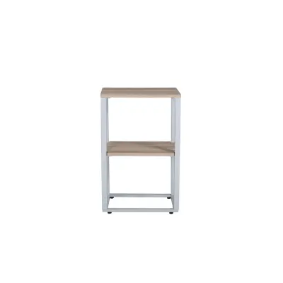 VENTURE DESIGN Rise sidobord, m. 1 hylla - naturlig askpapperslaminat och grått stål (45x30)