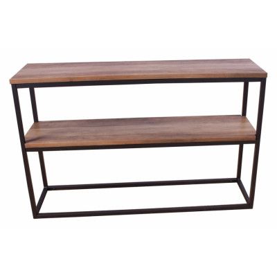 VENTURE DESIGN Rise sidobord, m. 1 hylla - teakfärgat papperslaminat och svart stål (110x30)