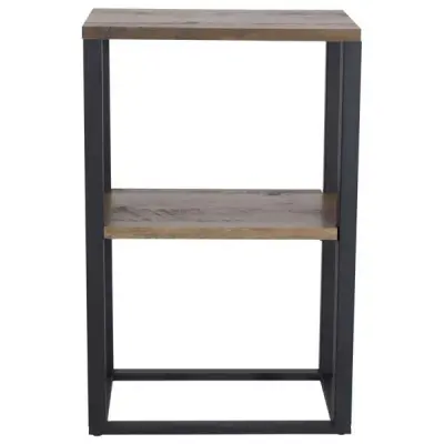 VENTURE DESIGN Rise sidobord, m. 1 hylla - teakfärgat papperslaminat och svart stål (45x30)