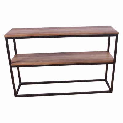 VENTURE DESIGN Rise sidobord, med 1 hylla - brun teak och svart metall