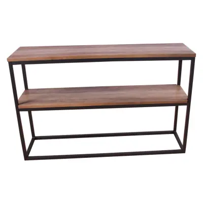 VENTURE DESIGN Rise sidobord, med 1 hylla - brun teak och svart metall