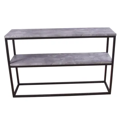 VENTURE DESIGN Rise sidobord, med 1 hylla - grå cement och svart metall