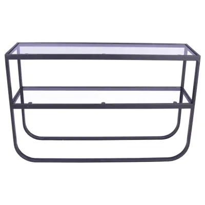 VENTURE DESIGN Rocker Sidobord, med 1 Hylla - Grått Glas och Svart Metall (110 x 30 cm)