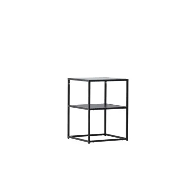 VENTURE DESIGN Sao Paulo sidobord, med 1 hylla - glas och svart stål (40x40)