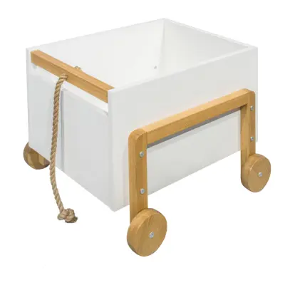 Victor förvaringsbox, med hjul - vit laminat och naturfärgad ek