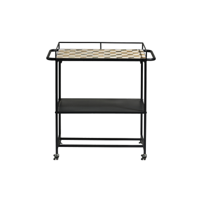 VILLASAMLING Karv barvagn, m. 1 hylla - flerfärgad sten och svart järn