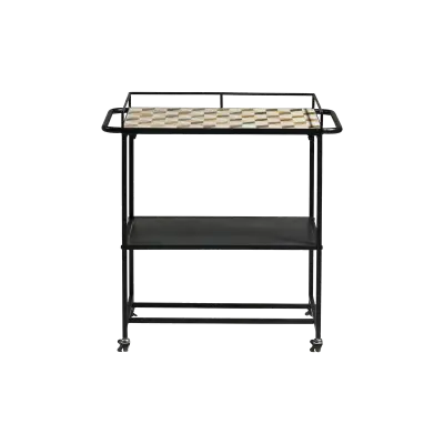 VILLASAMLING Karv barvagn, m. 1 hylla - flerfärgad sten och svart järn