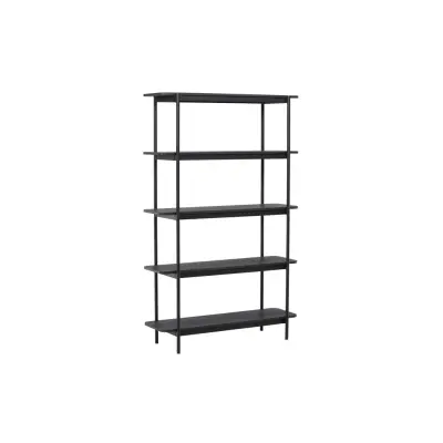 VIND KOLLEKTION Heim bokhylla 190 cm, m. 5 hyllplan - svart MDF och stål