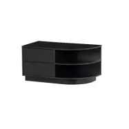 WOOOD EXCLUSIVE Finca TV-skåp, rund, höger, w. 2 tryck för attöppna lådor och 1 hylla - svart furu