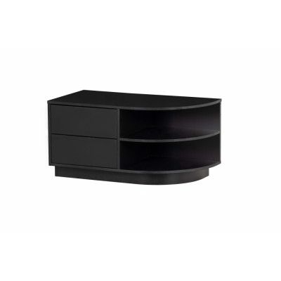 WOOOD EXCLUSIVE Finca TV-skåp, rund, höger, w. 2 tryck för attöppna lådor och 1 hylla - svart furu