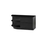 WOOOD EXCLUSIVE Finca TV-skåp, rund, vänster, w. 2 tryck för attöppna lådor och 1 hylla - svart furu