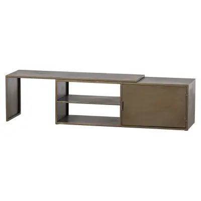 WOOOD EXKLUSIVT Jone TV-bord, w. 1 dörr och 1 hylla - antikt mässingsjärn