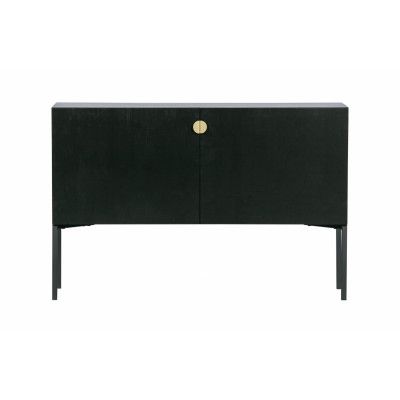 WOOOD Komplett sidobord, m. 2 dörrar och 1 hylla - svart furu och svart metall