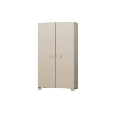 WOOOD Noah garderob, m. 2 dörrar, 4 hyllor och 1 hängstång - dammgrå furu