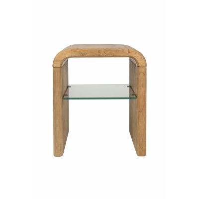 ZUIVER Brave sidobord, w. 1 hylla - naturlig ekfanér och gummiträ (50x42)