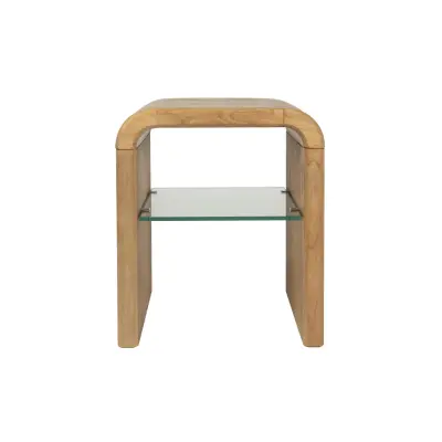 ZUIVER Brave sidobord, w. 1 hylla - naturlig ekfanér och gummiträ (50x42)