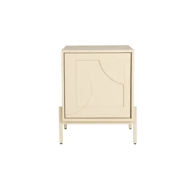 ZUIVER Faces sidobord, w. 1 dörr och 1 hylla - beige ek och järn (45x35)