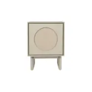 ZUIVER Sängbord med 2 enkelsängar, m. 1 dörr och 1 hylla - grått tyg/akaciaträ (40x44)