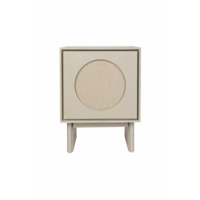 ZUIVER Sängbord med 2 enkelsängar, m. 1 dörr och 1 hylla - grått tyg/akaciaträ (40x44)