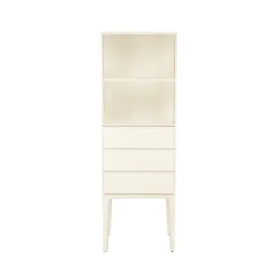 ZUIVER juniskåp, m. 1 nätdörr, 1 hylla och 3 lådor - beige metall och trä