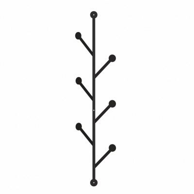 FUNZI LIVING Ponpon klädhängare, w. 6 krokar - svart metall