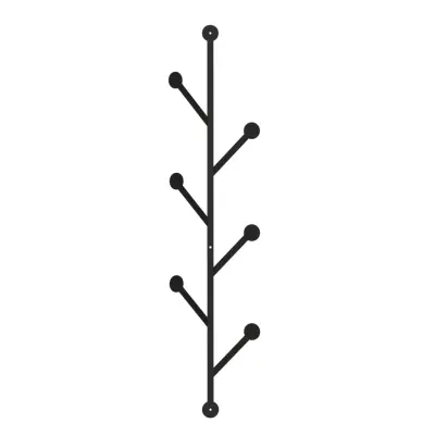 FUNZI LIVING Ponpon klädhängare, w. 6 krokar - svart metall