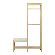 HOUSE NORDIC Ember klädställ, w. naturlig flätad bänk, 1 klädstång och 1 hylla - naturlig bambu