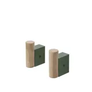 Muuto - Attach Hook Set of 2 Oak/Mörk Green
