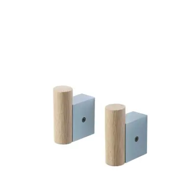Muuto - Attach Hook Set of 2 Oak/Pale Blue