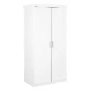 NORDIC LIVING COLLECTION Hakon vit furuskåp med 2 dörrar och kassettdörrar, bestående av 1 stort fack med klädstång, 1 hatthylla och PVC-handtag