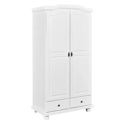 NORDIC LIVING COLLECTION Reutte lantlig garderob bestående av 2 mjukstängande dörrar, 2 lådor med lättlöpande metallskenor, 1 garderobsskena i metall och en hatthylla
