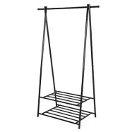 SONGMICS klädhängare, klädhängare, klädhängare med 2-facks förvaringshylla för skor och korgar, metallram, platsbesparande, perfekt för sovrum, hall, kontor och mer, svart HSR05B