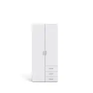 TVILUM Space garderob - vit laminat, med 2 dörrar och 3 lådor