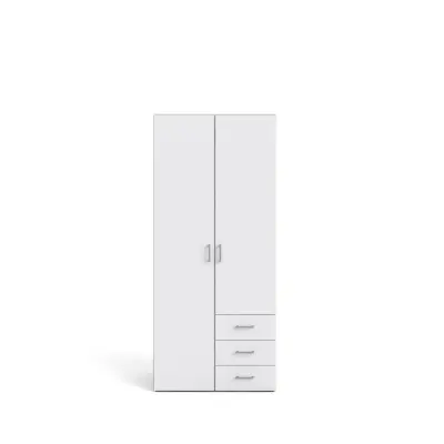 TVILUM Space garderob - vit laminat, med 2 dörrar och 3 lådor