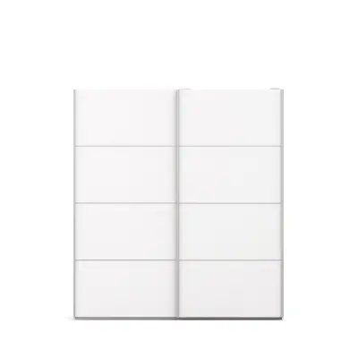 TVILUM Verona garderob - vit trä, 2 skjutdörrar med hyllor