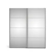 TVILUM Verona skjutdörrsgarderob - spegelglas och vitt trä, 2 skjutdörrar