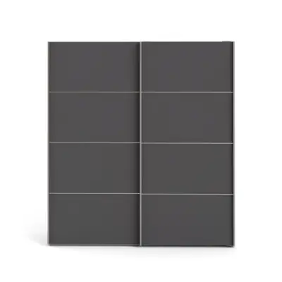 TVILUM Verona skjutdörrsskåp - vit/grå laminat, 2 skjutdörrar med hyllor